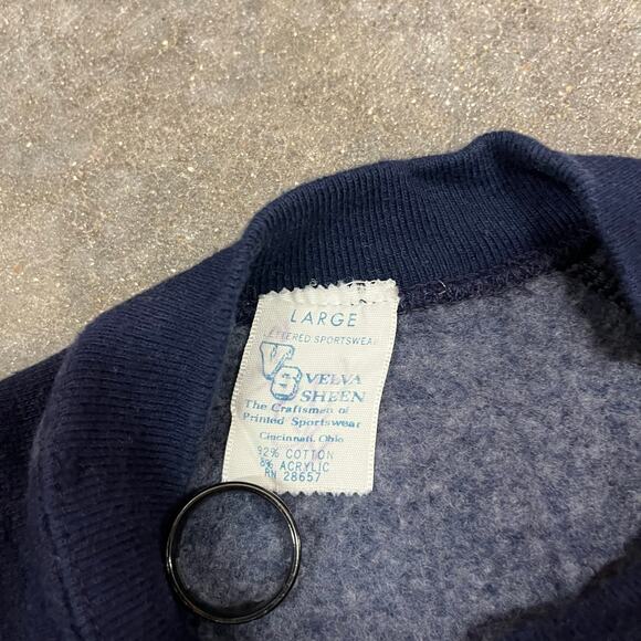 Vintage 60's 70s St Mary School Flock Print Sweat Shirt Large - Picture 5 of 6